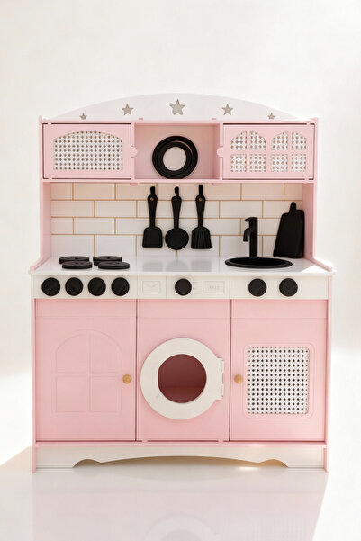hedefixtoys Ahşap Oyuncak Mutfak Seti – Pembe | Çocuk Oyun Mutfağı, Led ve Ak...