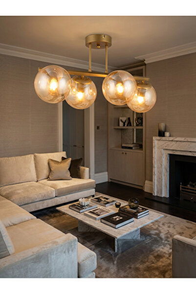 avimonaydınlatma TİVOLİ 4'LÜ ESKİTME RENKTE BAL RENGİ GLOB CAMLI PLAFONYER AV...