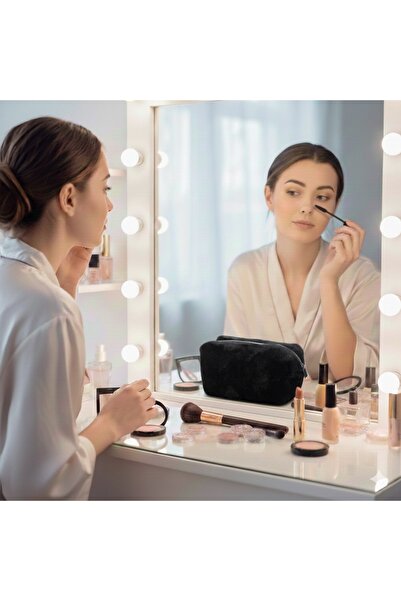 Madame Mini Plush Women's Makeup Bag with Furry Zipper