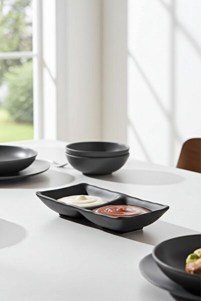 Külsan 25217.BL - 3'lü İki Bölmeli Ramekin 17,5x8,7 cm, Thermoset Melamin