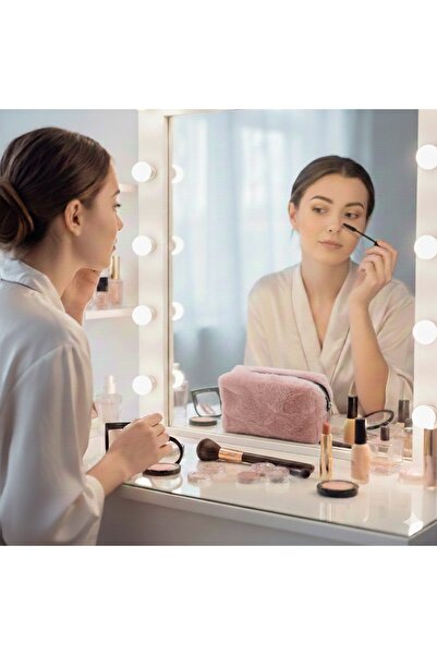 Madame Mini Plush Women's Makeup Bag with Furry Zipper