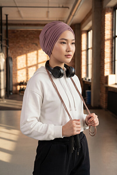 Aisha's Design Πλισέ χτενισμένο βαμβακερό καπέλο, B-13, Dusty Rose