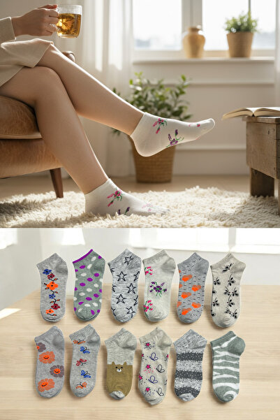 KAYSSOCK Дамски комплект от 8 чифта памучни чорапи с мотиви, дишащи, светли цветове