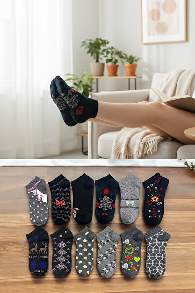 KAYSSOCK Дамски комплект от 8 чифта памучни чорапи с мотиви, дишащи, тъмни цветове