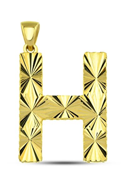 Altınkesesi 14 Ayar Altın Kalemli Parlak H Harfi Kolye Ucu