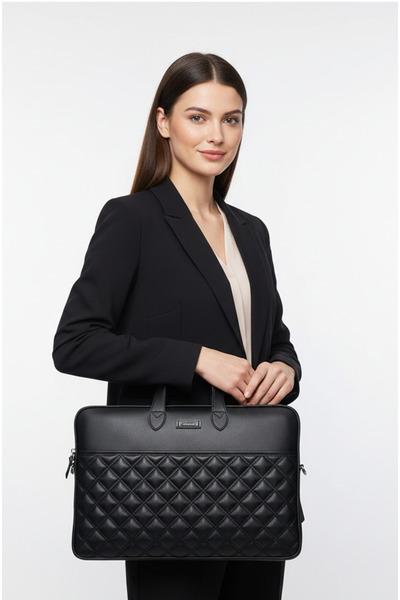 MESCHAIN Siyah Naturel Renk Macbook Air Pro 15 ve 16 İnç Laptop Evrak Çantası