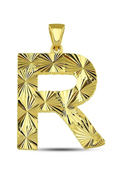 Altınkesesi 14 Ayar Altın Kalemli Parlak R Harfi Kolye Ucu