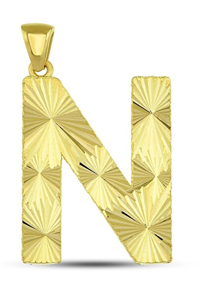 Altınkesesi 14 Ayar Altın Kalemli Parlak N Harfi Kolye Ucu