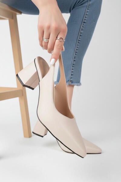 marinarosse حذاء Louisa نسائي بكعب كلاسيكي مفتوح من الخلف باللون البيج