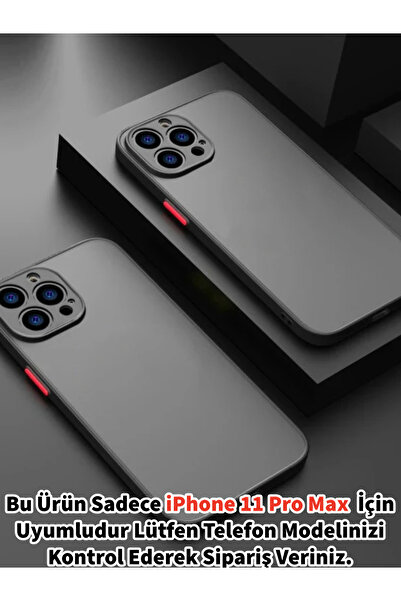 Merwish iPhone 11 Pro Max Uyumlu Kamera Korumalı Renkli Tuş Detayı Mat Şeffaf...