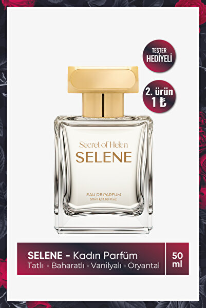 Secret of Helen Selene EDP Kadın Parfüm, Oryantal- Baharatlı,Hindistan Cevizi, Yasemin, Gül, Vanilya, Badem, 50ml