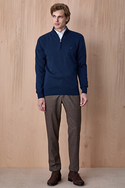 SMILE Advent Troyar Petrol 100% Cotton Zippered Knitwear