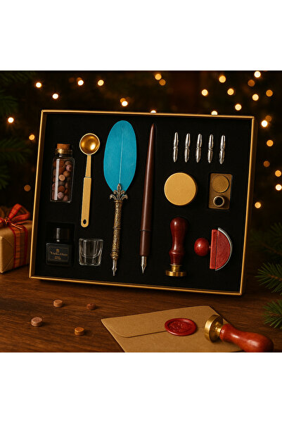 PYKA HOME SHOP Set caligrafie vintage, Old Script, cu accesorii complete, turquoise