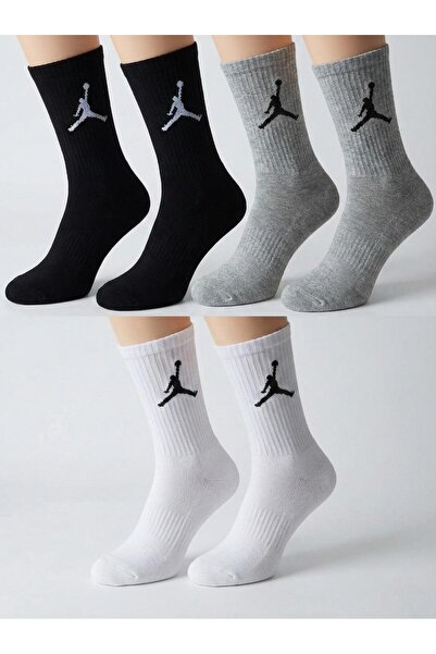 JORDAN Șosete lungi, pachet de 6, amestec de bumbac, negru/alb optic/gri. One Size