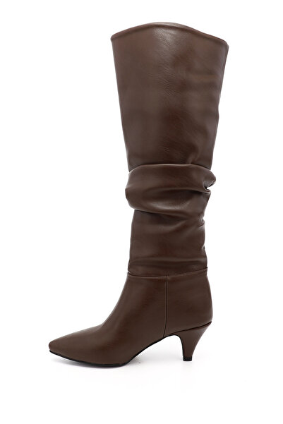 GÖNDERİ(R) Women's Brown Pointed Toe Bellows Thin Heeled Boots
