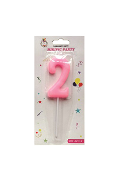 Mirific Party Cake candle, pink, 7 cm, number 2
