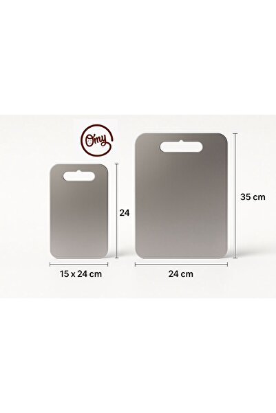 OMY لوح تقطيع للمطبخ مصنوع من الفولاذ المقاوم للصدأ مضاد للبكتيريا، عبوة من قطعتين، جودة 304 - السماكة: 1.20 مم