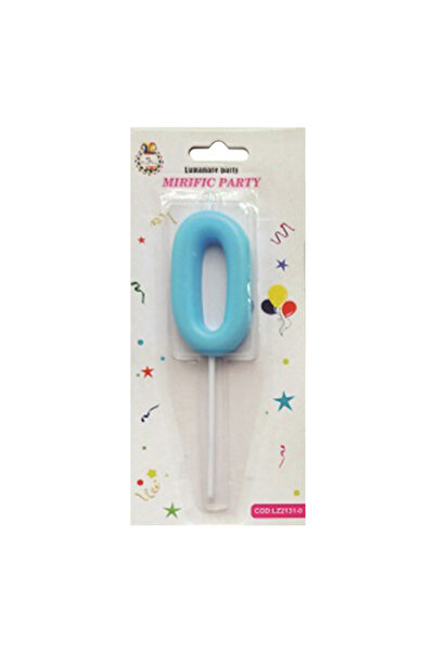 Mirific Party Cake candle, blue, 7 cm, digit 0