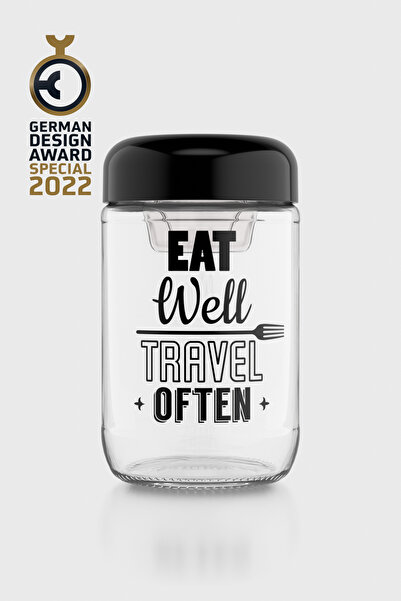 Renga Vega 660 ml Glass Salad Bowl with Sauce Container 192011 Black