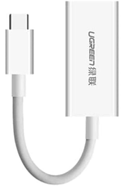 Ugreen MM130-40372 محول USB-C ذكر إلى منفذ عرض أنثى 4Kx2K/60HZ بطول 15 سم - أبيض
