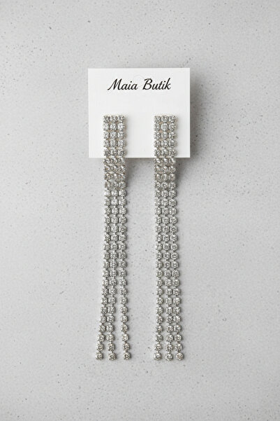 maia أقراط فساتين سهرة فضية من حجر الزركون من الفضة الزركون