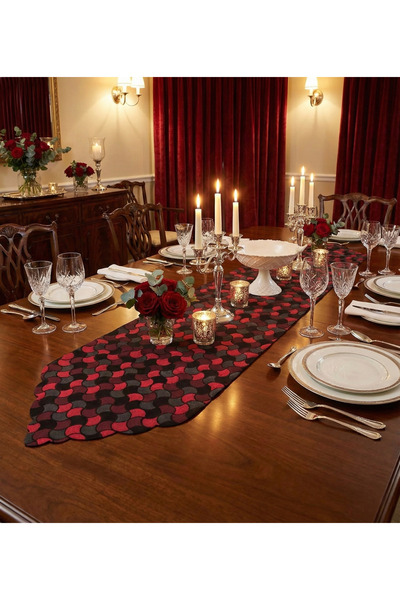 Finezza Țesătură jacquard cu model de stridii Mihrimah Laser K croială Red Ru...