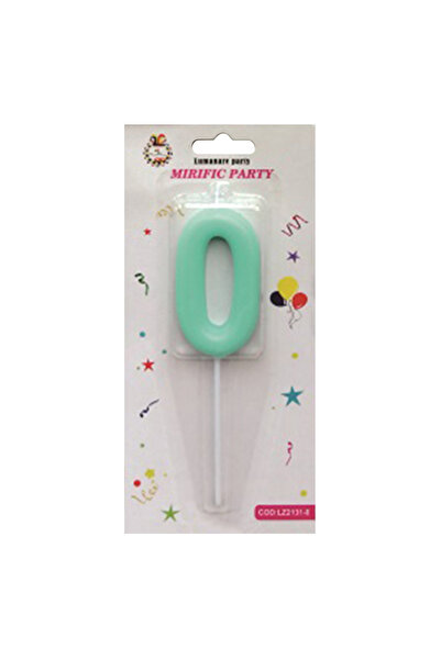Mirific Party Cake candle, green, 7 cm, digit 0
