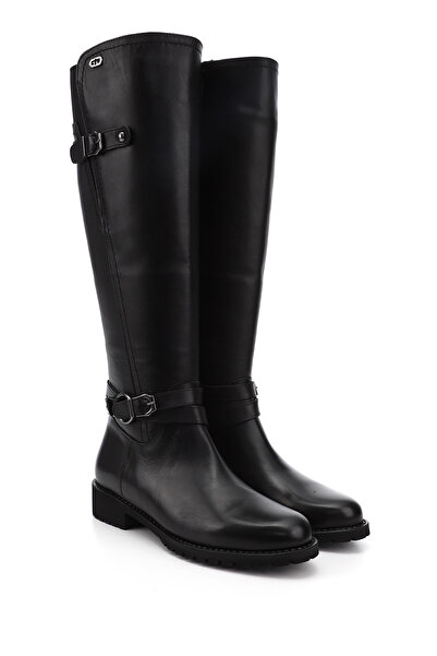 GÖNDERİ(R) Dámské/dívčí černé kozačky na zip s gumovou podrážkou z pravé kůže