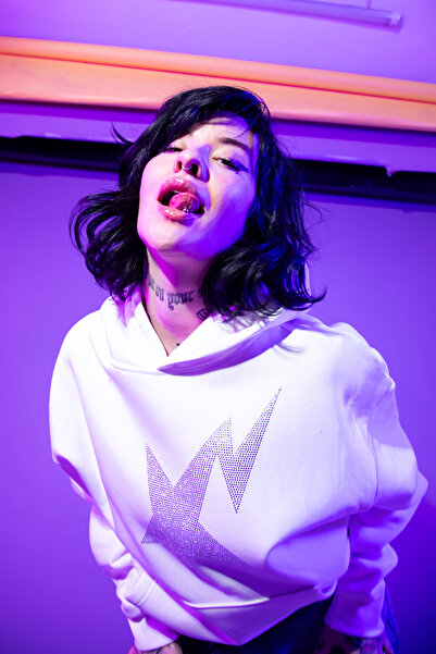 Sekizbiraltı Shining Star Stone Print Oversize Unisex Premium White Hoodie