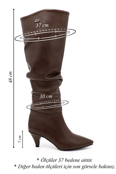 GÖNDERİ(R) Women's Brown Pointed Toe Bellows Thin Heeled Boots