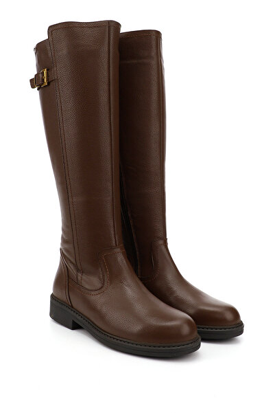 GÖNDERİ(R) Dámské kávové boty s gumovou podrážkou na zip z pravé kůže