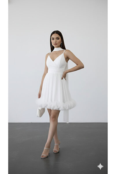 CAREZZA Yelora - Βραδινό φόρεμα με μεταξένια υφή - Λευκό