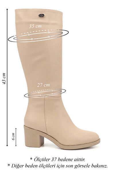 GÖNDERİ(R) Női/lányos meztelen cipzáras vastag sarkú csizma