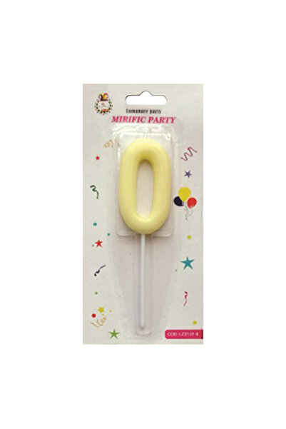 Mirific Party Cake candle, yellow, 7 cm, number 0
