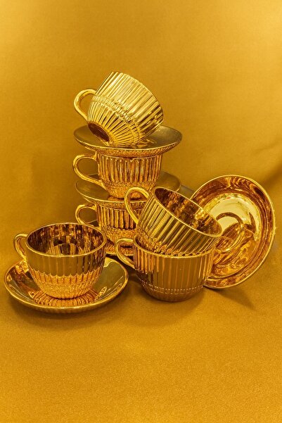 isra kristal Luxury 6-Piece Coffee and Tea Cup Set - Modern Cup Set - Dishwasher Safe