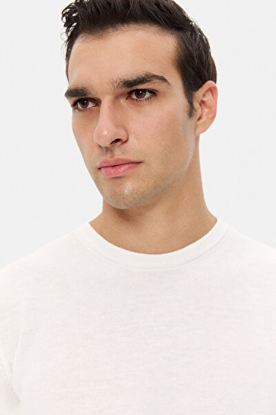 D'S Damat Ds Damat Regular Fit Ecru Plain Knit Sweater