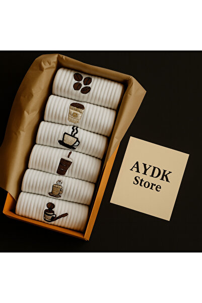 AYDK Set de 6 șosete premium unisex, maro, brodate, pentru femei și bărbați –...