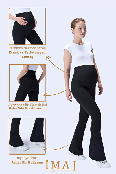 İmaj 436 Μαύρο κολάν εγκυμοσύνης με ψηλή μέση και εξαιρετικά ελαστικό αποτέλεσμα