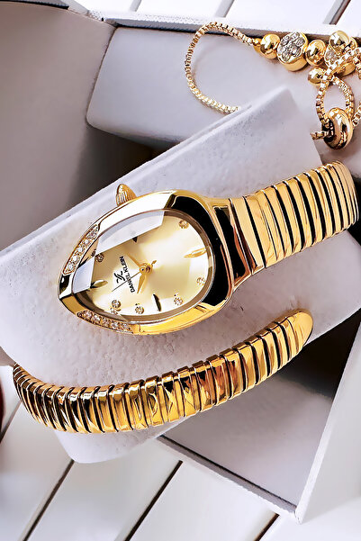 Daniel Klein Yılan Model Kadın Kol Saati 3 Atm Su Geçirmez Altın Renk Çelik Kordon Cbk06