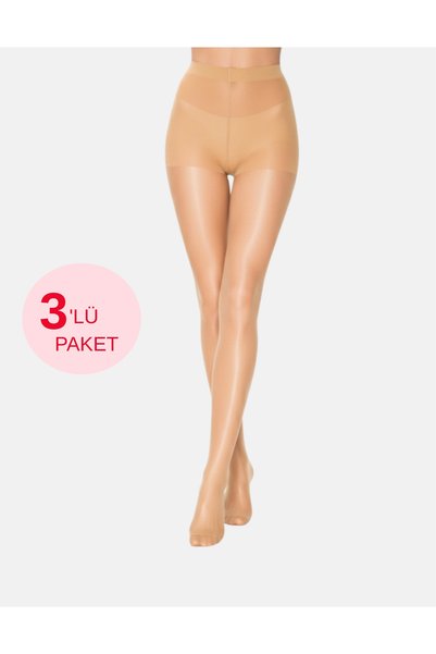 ALYA UNDERWEAR Women's Pantyhose, Shiny Thin, 15 Denier, Fit, 3-Pack, Skin Tone 57