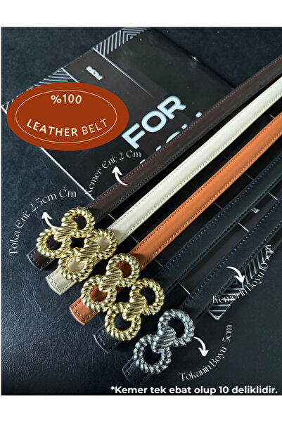 Fiori Curea subțire pentru femei din piele naturală de 5 inchi cu cataramă în...