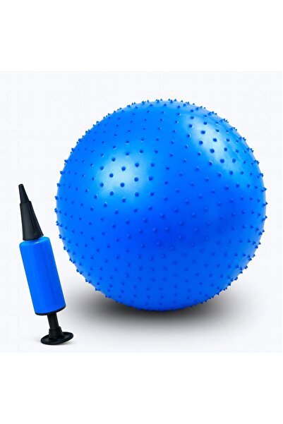 Leyaton Dikenli Yoga Pilates Aeorobik Jimnastik Topu 65 cm Mavi+ Pompa