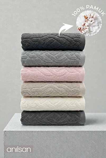Anılsan 6'lı İsba El Havlusu - 50x80 Cm, 170 Gr, %100 Pamuk, Spa Ve Otel Havlusu, Günlük Kullanıma Uygun