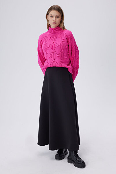 Hooopstore Hand Knitted Pompom Sweater - Fuchsia