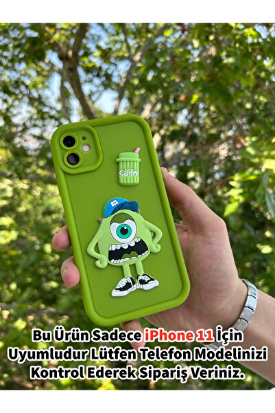 Merwish iPhone 11 Uyumlu 3D Sevimli Canavar Figürlü Darbe Korumalı Silikon Kılıf