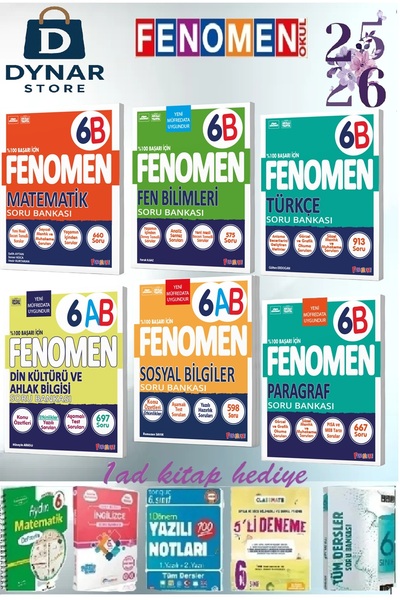 Fenomen Yayıncılık Fenomen 6. Sınıf B Serisi Tam set Soru Babkası dynar store