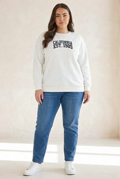 Stil Diva Long Sleeve Crew Neck Embroidered Printed Sweatshirt - Large Size302918