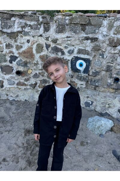 Pollito Boy's Cotton Shirt T-shirt Trousers 3-Piece Bottom Top Set