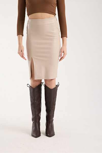 winmoda Leather Skirt with Slit