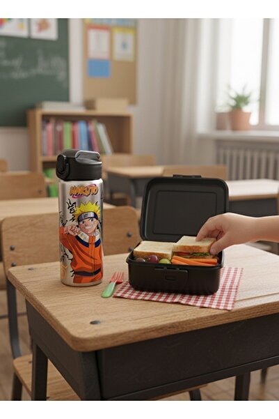 topal horoz ناروتو 600 مل زجاجة مياه فولاذية وصندوق غداء تريتان